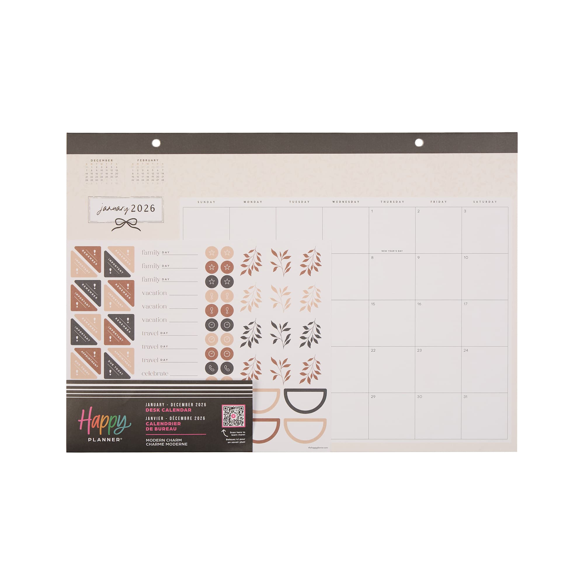 The Happy Planner® Modern Charm Small Desk Calendar